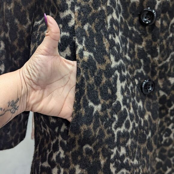 Michael Kors Size Medium NWT Leopard Print Wool Blend Pea Coat - Picture 5 of 6